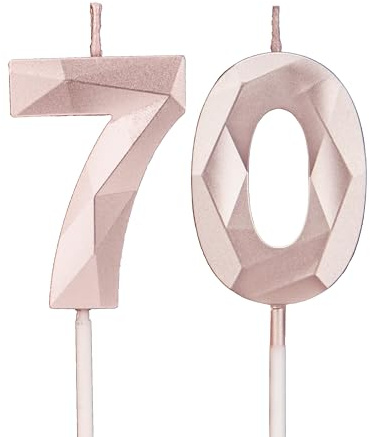 DTXLX Roségold Zahl 70 Geburtstagskerzen Kuchen Deko | Zahlen, 3D, für, geburtstagsdeko, Kinder, Partys, Hochzeiten, Firmenfeiern, Jubiläen