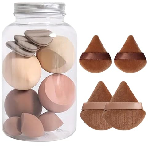 Nixiara Makeup -mixer, mini-makeupsvampar, 14-delad blandad och makeupsvamp-set, mångsidig puderpuff och skönhet för våt och användning till födelsedag,