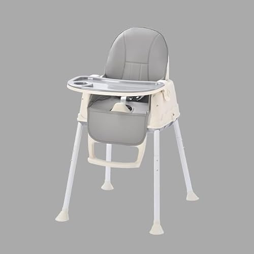 4-in-1 Convertible Baby High Chair, Adjustable Height 60-87.5 cm, PU Leather Cushion, Multiple Colours (Grey)