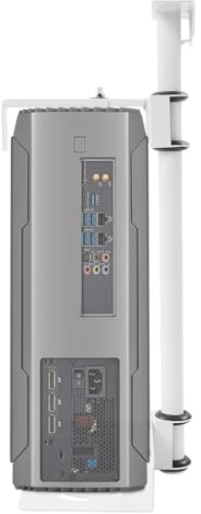 Supporto sotto la scrivania, supporto per computer regolabile, host sospeso, 30 kg, regolazione in altezza 5 – 53 cm, salvaspazio, bianco