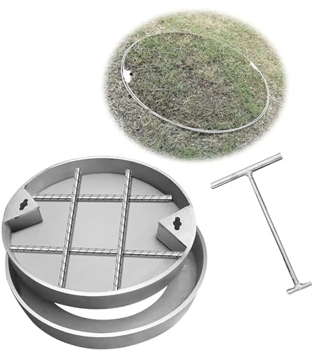 Couvercles et Cadres de Regard Ronds en Acier Inoxydable, diamètre 30-90 cm, couvercles d'inspection dissimulés pour Usage extérieur - Idéal pour pelouses, terrasses, Jardins, écoles et Cent