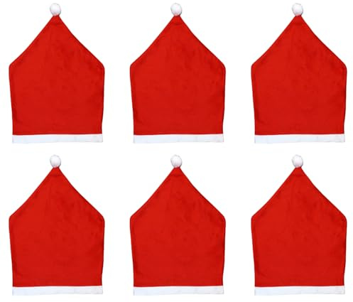 Kiuiom 6 Stück Premium Weihnachten Stuhlhusse,Weihnachtsmann Hut Stuhl Bezüge,Weihnachtsmütze Weihnachten Stuhl-Abdeckung,Stuhlabdeckung Für Esstisch Weihnachten Dekoration,Christmas Chair Cover