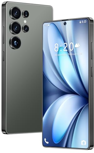 Smartphone S26 Ultra Pas Cher, Version Internationale débloquée, écran HD 7,3 Pouces, Android 14.0, 16 Go de RAM, 1 to de ROM, Double SIM, réseau 5G, pour Jeux TV,Green-1TB