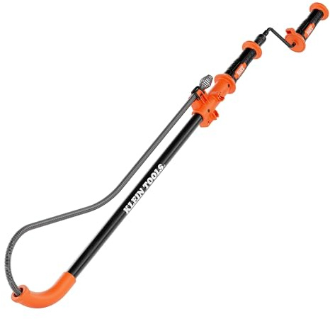 Klein Tools 53018 6-Foot Steel Toilet Auger, Extendable Toilet Snake Drain Clog Remover, Hybrid Manual Drill Operation, Plumbing Snake for Drains