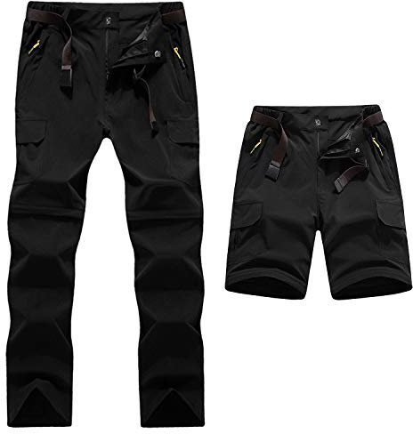 LHHMZ Outdoor Hiking Trousers Mens Convertible Quick Dry Walking Pants Breathable Zip Off Climbing Trousers