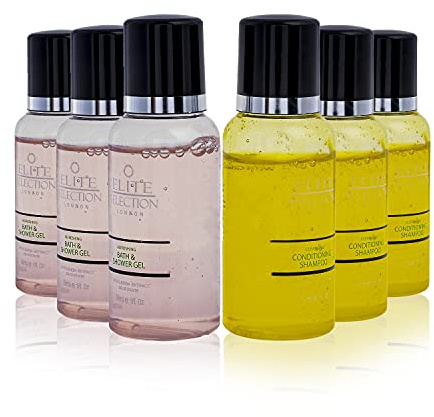 Moisturising Conditioning Shampoo + Refreshing Bath & Shower Gel 30ml Bottles for Hotels and B&B - Pack of 50 (25 Each) - Elite