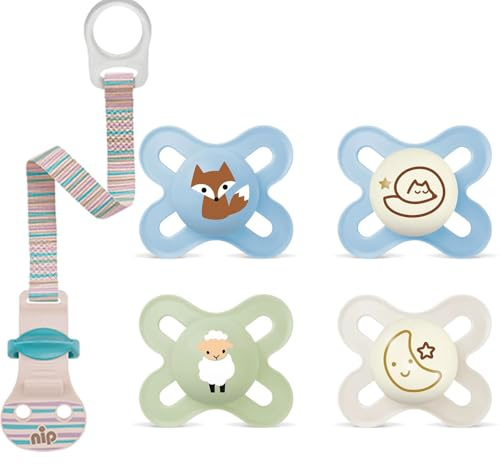 MAM 100% Silikon Schnuller Comfort speziell für Früh- und Neugeborene extra klein & leicht // 0 Mo.+ Boy // 4er Set // inkl. 2 Sterilisiertransportboxen