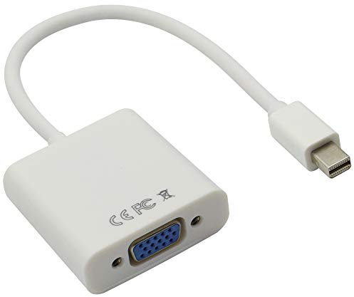 zdyCGTime Mini DisplayPort Adattatore cavo Maschio a VGA Femmina,Adattatore da Thunderbolt a VGA,Convertitore 1080 (Ultra HD),Compatibile con PC, TV, laptop, monitor, proiettore, ecc.(Bianco)