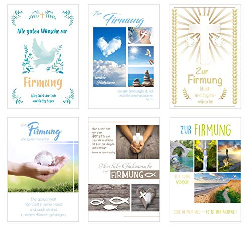 Edition Seidel Lot de 6 cartes de confirmation exclusives avec enveloppe (cartes doubles / cartes pliantes avec enveloppe).