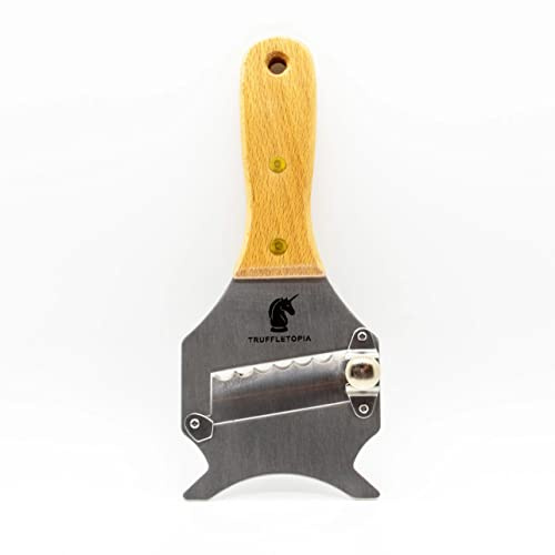 Truffletopia | Professional Truffle Shaver | Adjustable Stainless Steel Blade & Beautiful Wood Handle | Vegetable Slicer | Garlic Slicer | Chocolate Shaver | Cheese Grater | Mushroom Slicer