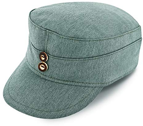 fiebig Landmann Kappe | Klassische Arbeitsmütze mit Lederband, Hornknöpfen & Innenfutter | Military Outdoor Cap Made in Germany (54-S)