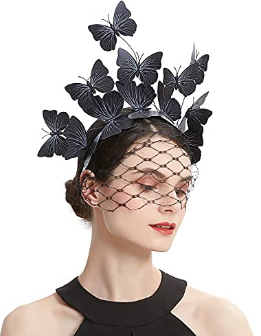 Coucoland Fascinator / Kopfbedeckung mit Schmetterlingsmotiv, Derby-Haarschmuck im Boho-Stil