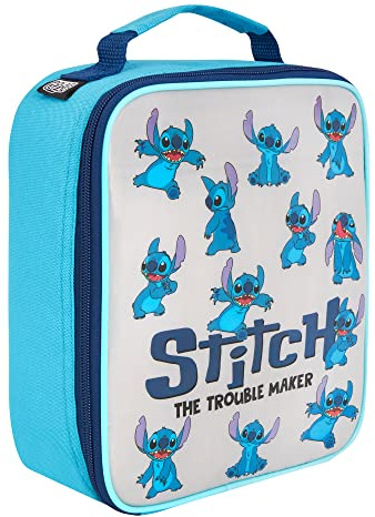 Polar Gear Stitch - Borsa termica per il pranzo per bambini, prodotto ufficiale, in poliestere 600D, riutilizzabile, per cibo e bevande, per scuola, asilo, snack, picnic, colore: bianco e blu