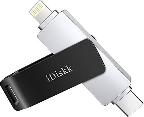 iDiskk 256G Type-C a Lightning USB Photo Stick para iPhone, MFi Certified 2 en 1 Memory Stick para iPad, iPhone Almacenamiento para teléfono USB-C, Sistema iOS Mac y computadora