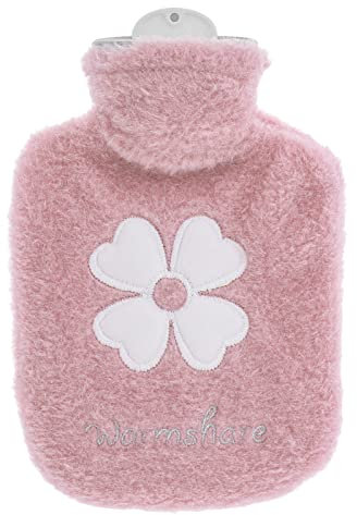 Hot Water Bottle, 500ml Small Hot Water Bottle with Cover Warm Water Bag with Soft Premium Faux Fur Cover 2-in-1 Water Bag for Cold & Hot Compress Mini Hot-Water Bag for Women Seniors Children Pink