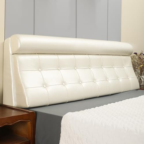 ZZYK Kopfteilkissen Lesekissen Kunstleder Wandkissen Nachttischkissen Doppelschlafsofa Stützrolle Tatami Etagenbett Große Rückenlehne Mit Abnehmbarem Bezug,Beige,Paste 79/King