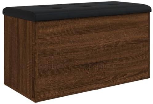 vidaXL Förvaringsbänk rökfärgad ek 82x42x45 cm konstruerat trä, hallbänk, skoförvaring, bänk med förvaring, hallbänkar, bänk med skoförvaring