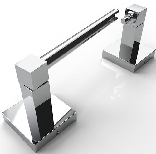 WZRUA Toilet Roll Holder Wall Mounted, Drilling Double Post Pivoting Roll Holder, Chrome SUS304 Stainless Steel Tissue Holder for Toilet(Square Base)