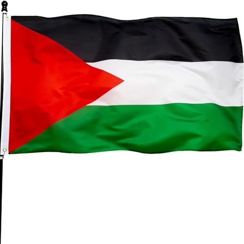 Drapeau Palestine - 150x90 cm - Grand Drapeau Palestinien Polyester Avec œillets Métalliques - Extérieur et Intérieur Coupe du Monde Célébrations Fête Sportif Événement- 5 x 3ft