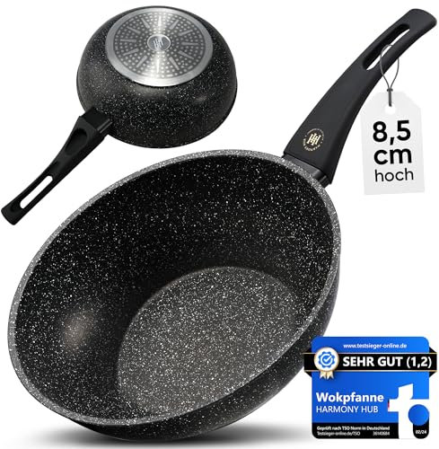 HARMONY HUB Wokpfanne Induktion, Pfanne 28 cm, kratzfeste & Beschichtete Pfanne auf Wasserbasis, PFOA & Nickel frei, Für alle Herdarten, Wok, Pfannen, Frying Pan für Gesundes Kochen