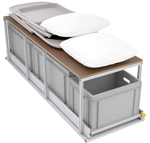 Tinobu Heckauszug mit Ablage für Kastenwagen, Länge 150cm, Eurobox Heckgarage Bettgestell (Breite: 40cm)