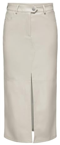 ONLY Onlrima Jupe Longue en Cuir synthétique, Pumice Stone, M Femmes