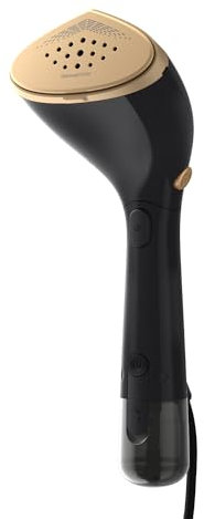 Philips 7000 Series Handheld Steamer - 1500W, 28g/min Continuous Steam. Optimal Temp. Metal Soleplate, 100 ml + 200 ml Detachable tank. Glove/StyleMat Included, Black (STH7060/86)