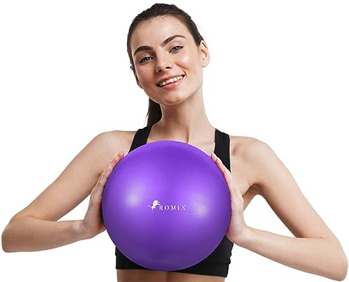 ROMIX Pilates-Ball, 22,9 cm, rutschfest, weich, 23 cm, Mini-Gymnastikball, Anti-Burst, aufblasbar, kleiner Fitnessball für Erwachsene, Krafttraining, Stabilität, Physiotherapie, Balance, Yoga,
