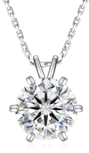 KRKC&CO Moissanite Kette Damen Silber 925 mit Anhänger, 1 CT Moissanit Diamant Halskette, VVS1 Reinheit D Farbe, Länge verstellbar 45+5cm, mit Geschenkbox, Geschenk für Frau Freundin Mama Tocher