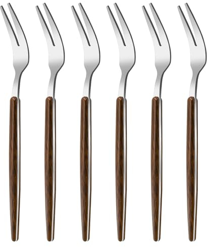 VANRA 6-delad salladsgafflar rostfritt stål 14 cm cocktail förrätt efterrätt gaffel mini provning gafflar silver små gafflar bestick set