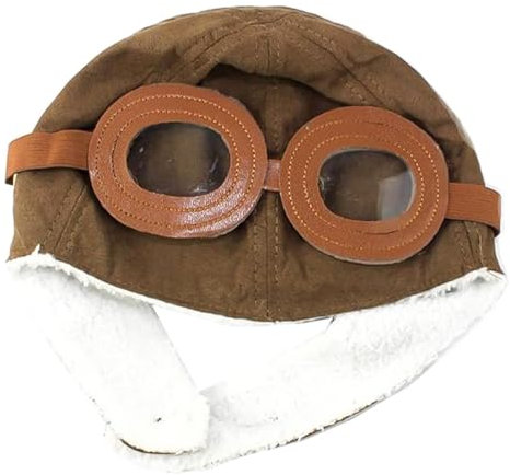 Ieron Unisex-Pilotenmütze mit Schutzbrille und Ohrenklappen, warme Winter-Fliegermütze als Foto-Requisite und für Abenteuer im Freien