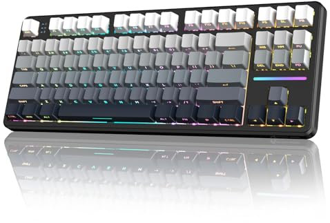 LexonElec X ATTACK SHARK X87 Tastiera Meccanica Wireless, Tri-Mode-BT/2.4G/Cablato, Sostituibile a Caldo, Interruttore lineare, Tasto PBT Stampato Lateralmente, Guarnizione, Tastiera RGB (Bianco Nero)