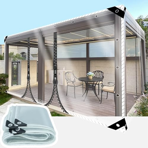 SSFMSF Bâche imperméable Transparente avec œillets Imperméable en PVC 0.35mm Epaisse avec 2 Fermetures éclair Résistant à poussière pour Piscine Jardin Voiture Terrasse. (H:2.5m * W:3m | 400g/m²)