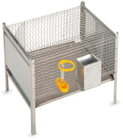 Gabbia Per Coniglio Maschio, in Acciaio Zincato,Struttura Bullonata per Maggiore Resistenza e Stabilita'- DONATO ROCILA SRL- cm 75Lx64Px66H (LE MISURE SONO DELLA GABBIA MONTATA CON ACCESSORI)