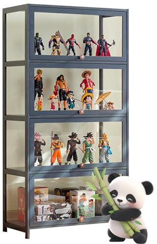 Ddasam Sammlervitrine, setzkasten mit Scheibe, Wandvitrine für Sammlerstücke Aufbewahrungsschrank mit für Miniaturmodelle von Autos, Figur, Modellbau140×70×33cm,Vitrine mit 4 Fächern