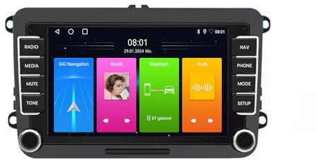Autoradio Mit Bildschirm,Wireless CarPlay&Android Auto Digital Media Receiver HD Touch Screen Display Navi Bluetooth, Mirror Link,GPS,FM für VW Golf Plus MK5 Jetta m Touran/Passat 3C2 3C5 2005-2013