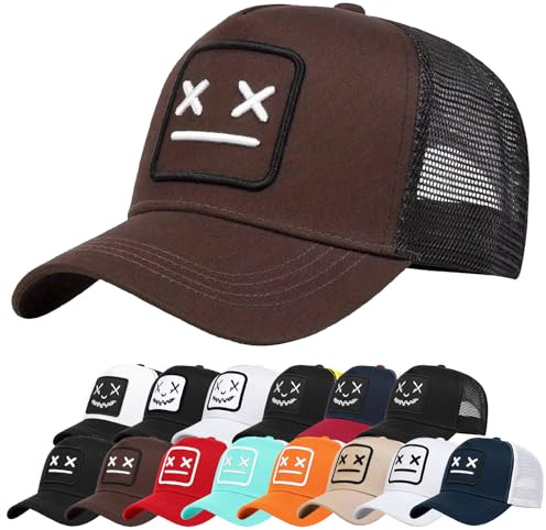 Enwokran Gorra de béisbol Hombre Quirky Bizarre Bordado Sombreros Gorras de Camionero Hip Hop Malla Ajustable Espalda UPF 50+ Protección UV Verano Sombrero para El Sol Gorra Deportiva