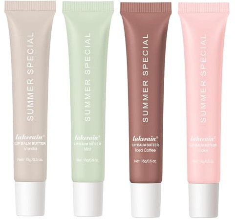 Summer Special Lip Balm Butter Set, Hydrating & Nourishing Tinted Lip Care, Lightweight Comfort with Natural Gloss Finish, Softening Lip Oil Balm for Everyday Elegance (# 4PCS)