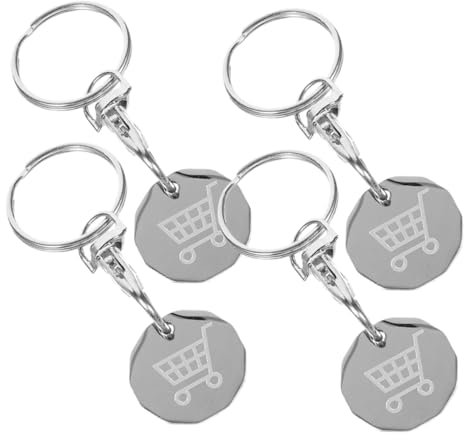 Artibetter 4piezas Colgante De Llavero para Carrito De De Fichas De Acero Inoxidable Prácticos Llaveros Ficha para Supermercados