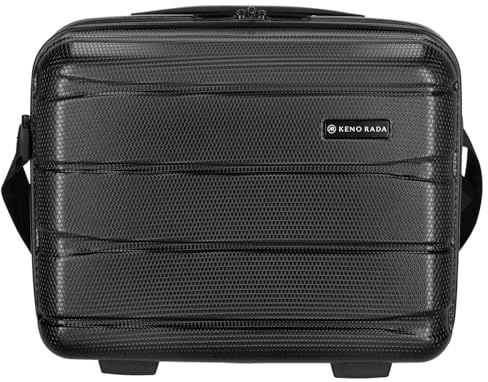 Kenorada Beautycase Wave | Kosmetikkoffer aus Stabiler ABS Hartschale | praktische Aufteilung und mehrere Fächer | auf Trolley aufsteckbar | mit Umhängegurt (schwarz, Beautycase)
