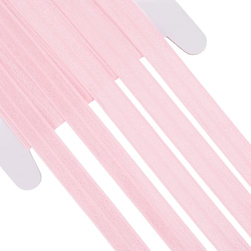CABODYALS Cinta Elástica Rosa de 9.14 m Y 15mm, Color Liso con Purpurina, para Doblar, Elástica, para el Pelo, Cintas Planas Y Finas, para Coser, Hacer Ropa, Bolsos, Cinturones, Tirantes de Sujetador