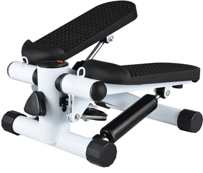 Fesjoy Mini stepper per movimento a casa con fasce di resistenza LCD capacità di visualizzazione 100 kg scale stepper (Blackwhite)