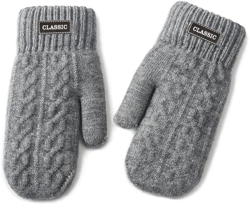 Tricot Gants Et Moufles Homme, Gants Hiver Homme, Gant Mitaines, Gant Homme Hiver En Velours Arctique Douce, Thermique Gant Chaud Pour Ski Velo Sport Course À Pied (Gris clair)