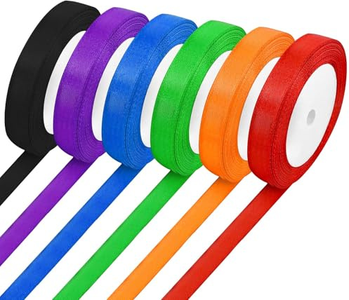 Funalix 6 Stück Satinband Bänder - 22m x 2cm Breites Geschenkband, Vielseitiges Schleifenband aus Polyester für Geschenkverpackung, Hochzeitsdekoration & Bastelarbeiten(6 Farben)