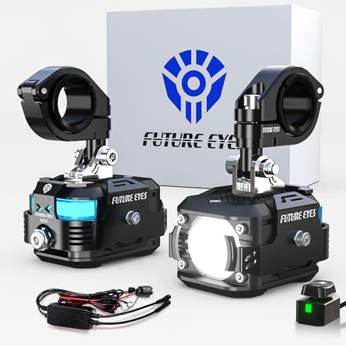 Future Eyes F150PRO LED Zusatzscheinwerfer für Motorrad mit E-Zulassung | 2,1 Zoll, 60W, reinweißer Fern-/Abblendlichtstrahl, IP67 wasserdicht, 2+ Modi, E-Zulassung, Plug and Play für Motorräder