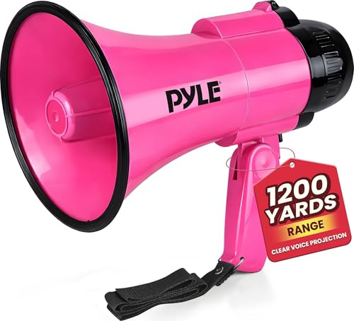 Pyle 30W Megaphone Speaker with Microphone, Loud Bullhorn Megaphones with Siren & Adjustable Volume, Loud Hailer Mega Phone, Indoor/Outdoor Use, Perfect for Sports, Police, Safety Drills, Kids & More