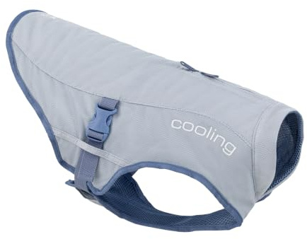 Kurgo Hundekühlweste, M, Grau | Sommer-Kühljacke, Kompatibel mit Geschirr, Reflektierende Akzente