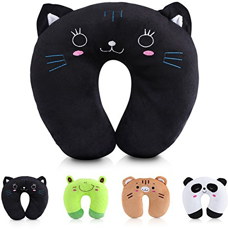 Yosoo Animali Cuscini da Viaggio Cuscino Poggia Collo a Forma di U Cuscino per Sonno Cuscino Relax per Seggiolino Auto TGV (Gatto)