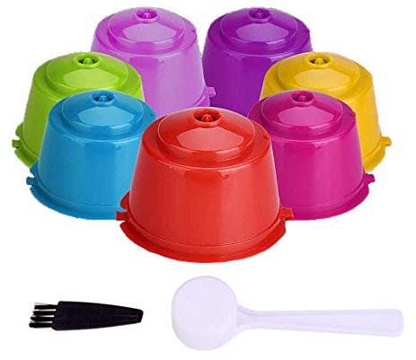 iSuperb 7pcs Dolce Gusto Kaffeekapsel Kompatibel mit Nespresso Original-Maschinen Wiederverwendbare Kaffeekapseln Cafilas Kaffeekapselfüllung mit Bürste und Löffel
