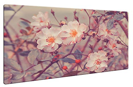 CTC-Trade Coprifornelli 80 x 52 cm Ceranfeld Copertura in Vetro paraspruzzi Piastra di Copertura per Piano Cottura in vetroceramica Fiori Rosa